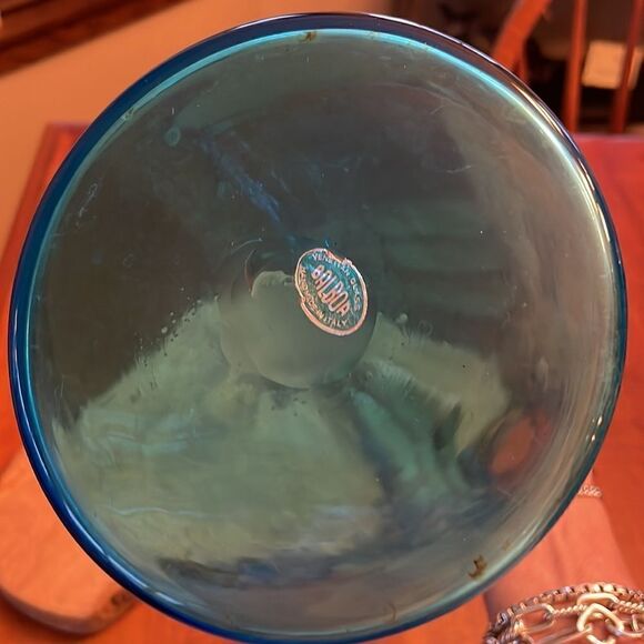 Venetian Turquoise Glass Vase - Picture 4 of 7